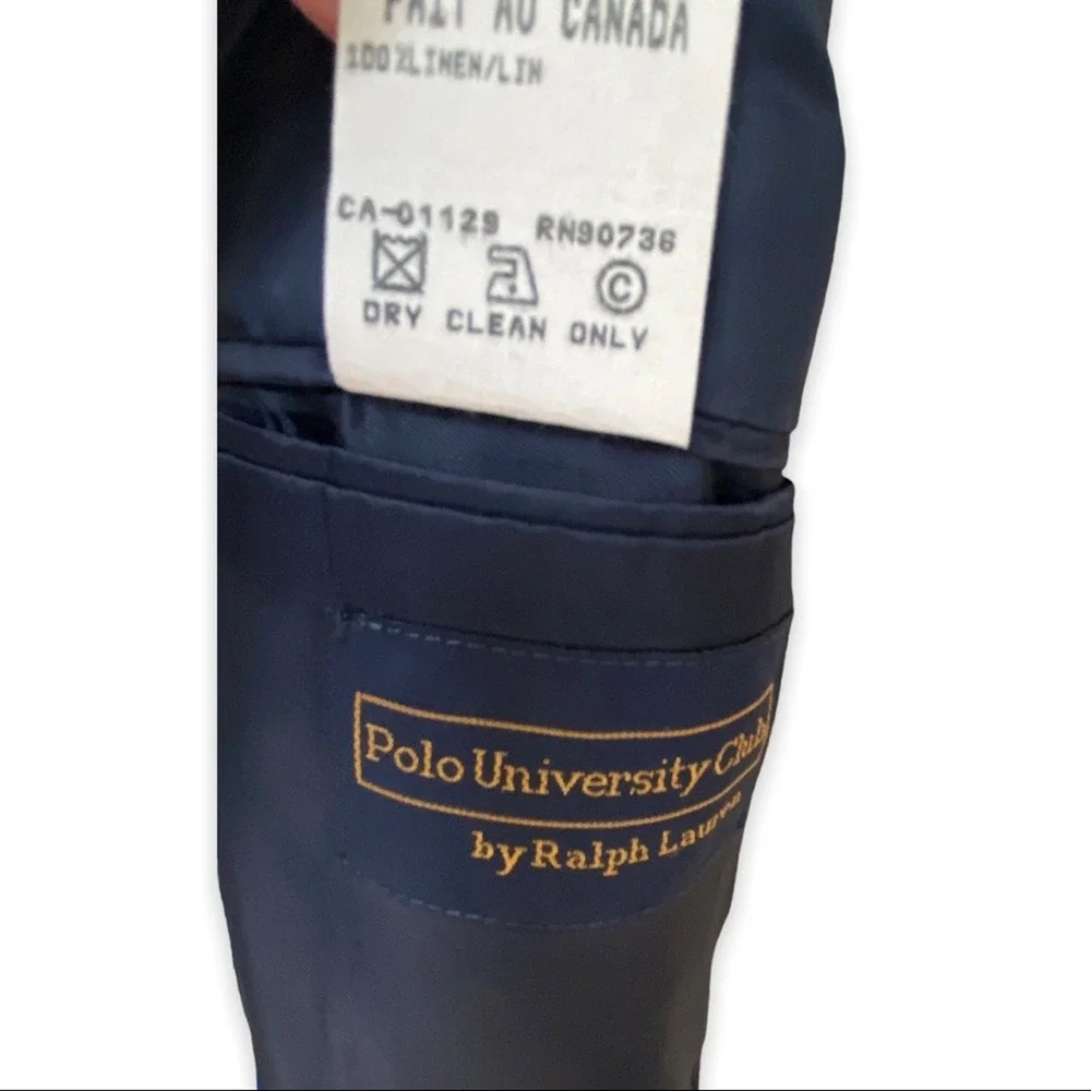 Ralph‎ Lauren Polo University Linen Blazer Jacket Sport Coat Navy Blue 41 T